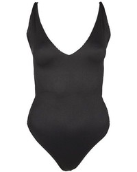Topshop Plunge Ribbed Swimsuit