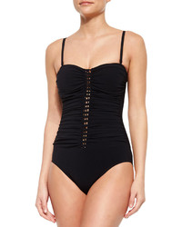 Gottex Profile By Waterfall Solid Bandini One Piece Swimsuit Black