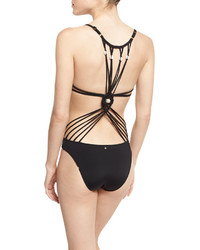 Ale By Alessandra Shell Yeah Macrame Back One Piece Swimsuit Onyx