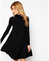 Asos Collection Swing Dress With Polo Neck And Long Sleeves