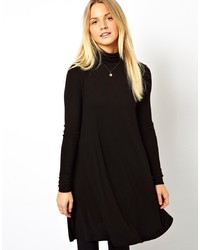Asos Swing Dress With Polo Neck And Long Sleeves