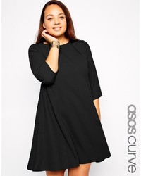Asos Curve Seamed Swing Dress With Long Sleeve