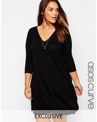 Asos Curve Swing Dress With V Neck And 34 Sleeve