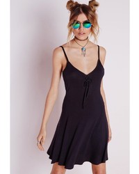 Missguided Jersey Lace Up Skater Dress Black