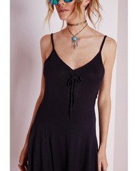 Missguided Jersey Lace Up Skater Dress Black