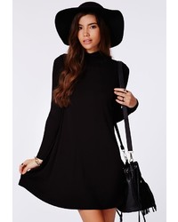 Missguided Jeanette High Neck Swing Dress In Black