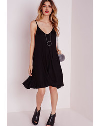 Missguided Strappy Jersey Full Swing Dress Black