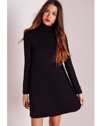 Missguided Tall Turtle Neck Jersey Swing Dress Black