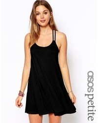 Asos Petite Petite Cami Swing Dress With Strappy Back Black
