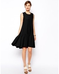 Asos Swing Dress In Texture With Dipped Hem