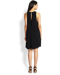 Alexander Wang T By Leather Trimmed Crepe Melange Trapeze Dress