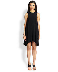Alexander Wang T By Leather Trimmed Crepe Melange Trapeze Dress