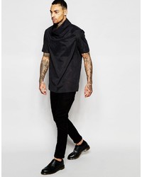 Asos Brand Woven T Shirt With Cowl Neck In Black