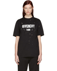 Givenchy Black Destroyed Logo T Shirt