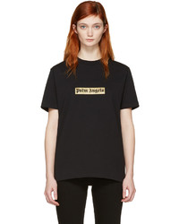 Palm Angels Black Glitter Logo T Shirt