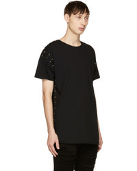 Balmain Black Lace Up T Shirt