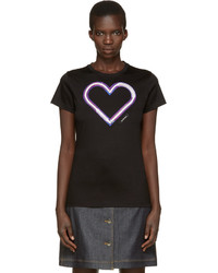 Carven Black Neon Heart T Shirt