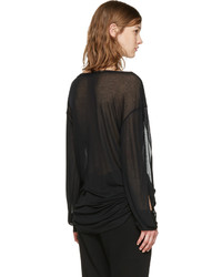 Ann Demeulemeester Black Slit Sleeve T Shirt