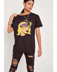 Missguided Blondie Punk T Shirt Black