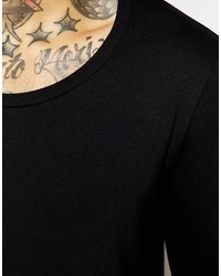 Asos Brand 34 Sleeve T Shirt With Scoop Neck In Black