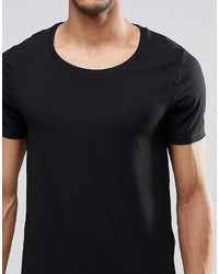 Asos Brand Fitted Fit T Shirt With Scoop Neck And Stretch In Black