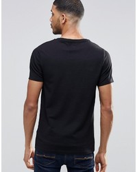 Asos Brand Fitted Fit T Shirt With Scoop Neck And Stretch In Black