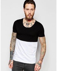 Asos Brand Muscle T Shirt With Scoop Neck And Cut And Sew Panel