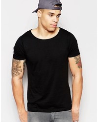 Asos Brand T Shirt With Boat Neck In Black