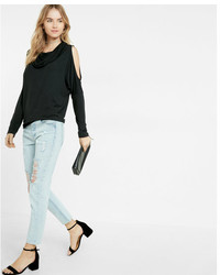 Express Cowl Neck Cut Out Shoulder Tee
