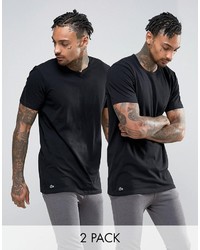 Lacoste Crew T Shirt 2 Pack Slim Fit Black