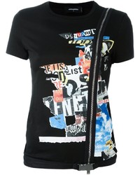 Dsquared2 Newspaper Collage Zip T Shirt