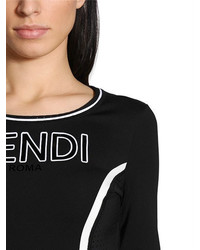 Fendi Embossed Logo Stretch Jersey T Shirt