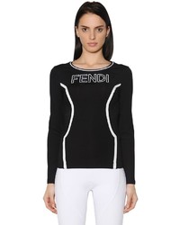 Fendi Embossed Logo Stretch Jersey T Shirt