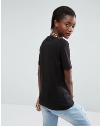 Love Moschino Embroidered Fabric Girl T Shirt