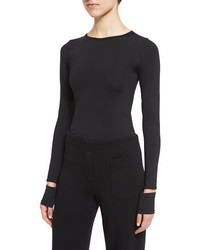 Helmut Lang Fitted Slit Cuff Stretch Jersey Tee Black