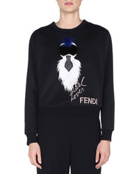 Fendi Karlito T Shirt With Fur Detail Black
