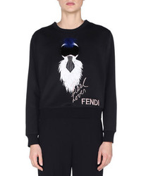 Fendi Karlito T Shirt With Fur Detail Black