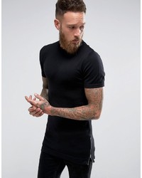 Asos Longline Muscle Fit T Shirt With Side Zips In Black