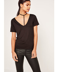 Missguided Harness Detail T Shirt Black