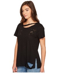 Culture Phit Niamh Distressed Top With Neck Cut Out T Shirt
