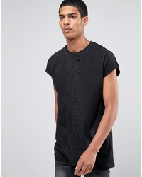 Asos Oversized T Shirt With Distressed Center Front Detail In Black