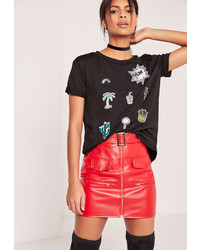 Missguided Patch T Shirt Black