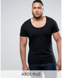 Asos Plus Muscle Fit T Shirt With Deep Scoop Neck In Black