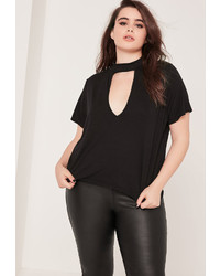 Missguided Plus Size Choker T Shirt Black