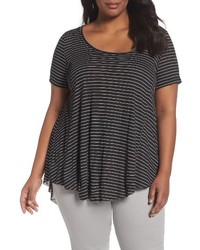 Sejour Plus Size Scoop Neck Highlow Tee