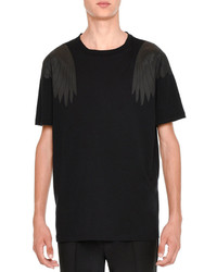Valentino Rockstud Tonal Eagle Wings Short Sleeve T Shirt Black