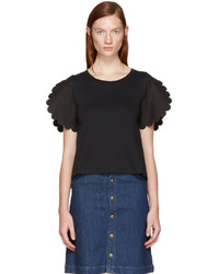 See by Chloe See By Chlo Black Scallop T Shirt