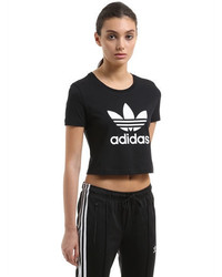 adidas Slim Fit Cropped Cotton Jersey T Shirt