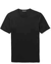 Dolce & Gabbana Slim Fit Plaque Detailed Cotton Jersey T Shirt