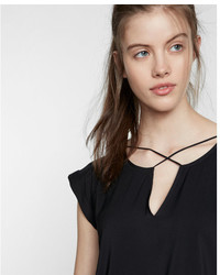Express Solid Strappy Cross Front Top